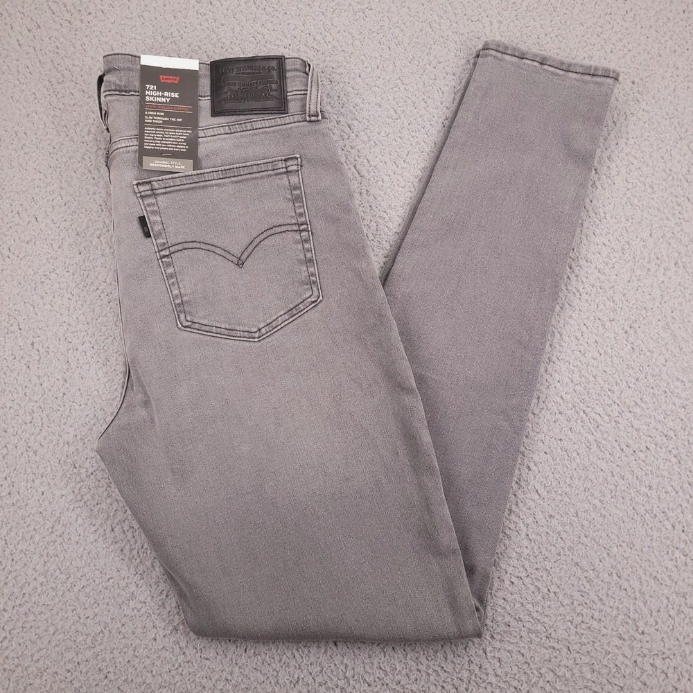 LEVIS 721 Jean Womens Size 31 High Rise Skinny Grey Premium "E" Denim 31x30 NEW